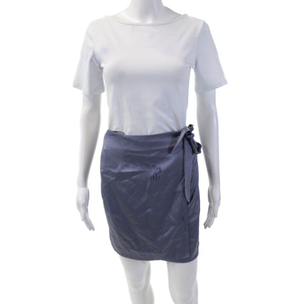 Kimberly Taylor Womens Tie Closure Eliana Mini Wrap Skirt Steel Blue Size Small